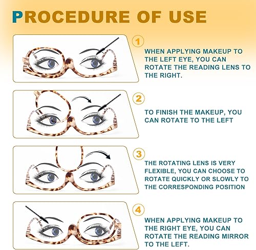Miniatura 4 de JO Paquete de 2 lentes de lectura de maquillaje, lectores de aumento para mujeres con bisagra de resorte, lectores cosméticos de un ojo, lentes