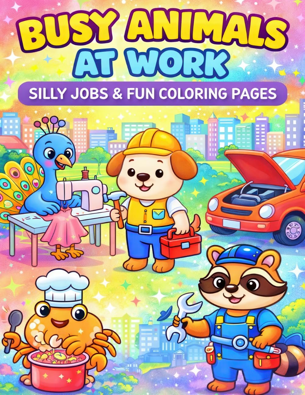 Busy Animals at Work Coloring Book for Kids: Silly Jobs & Fun Animal Coloring Pages with Cute Characters