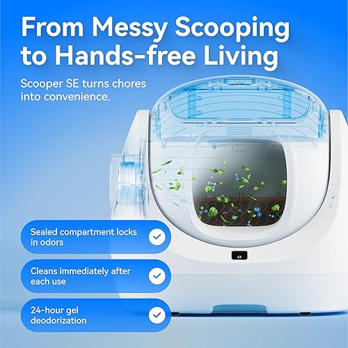 Vista 25 de CATLINK Caja de arena autolimpiante para gatos para varios gatos, monitoreo de salud, caja de arena automática con aplicación, triple control de Gris