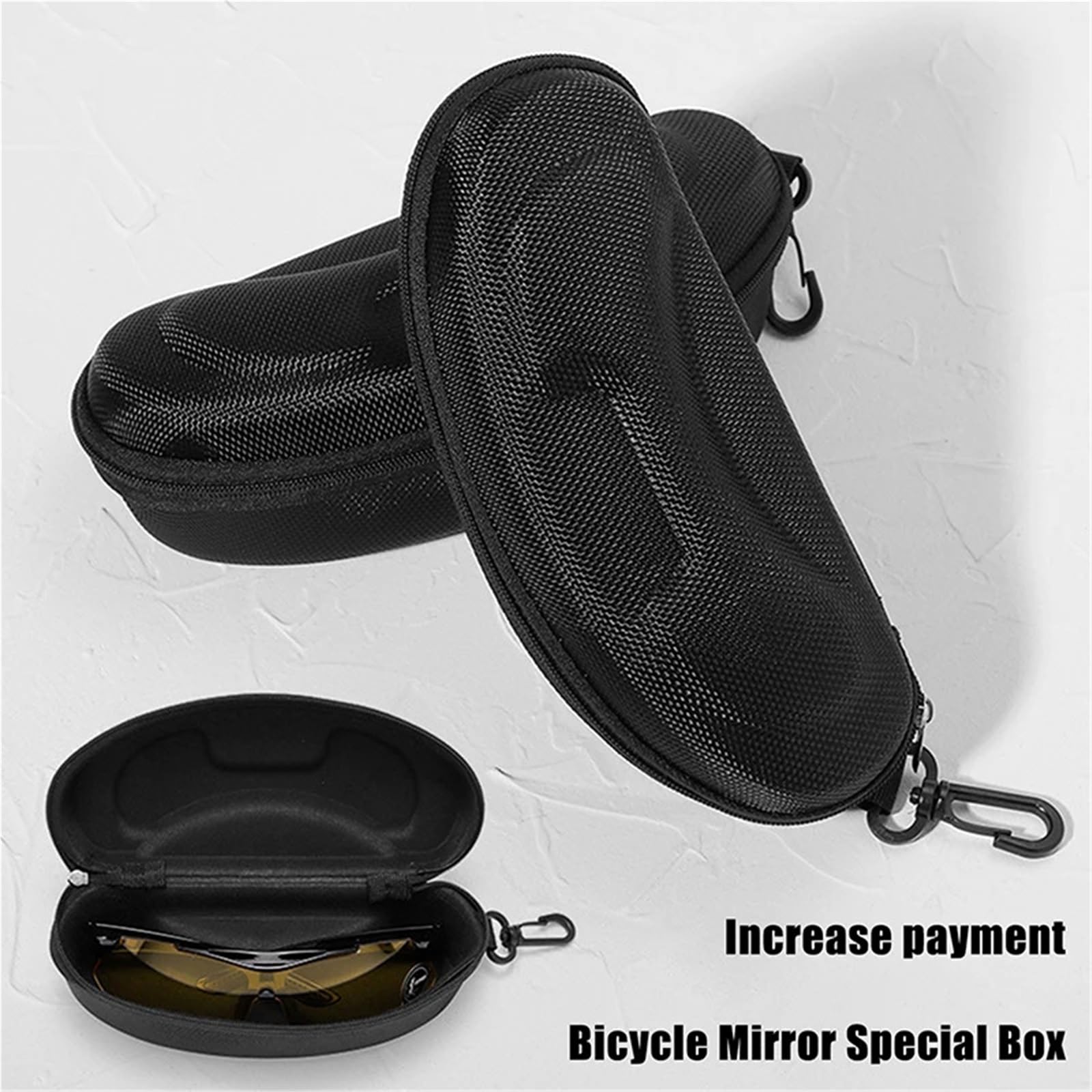 funda gafas Estuche Portátil For Gafas Con Mosquetón Protector Rígido For De Sol Negras Cremallera