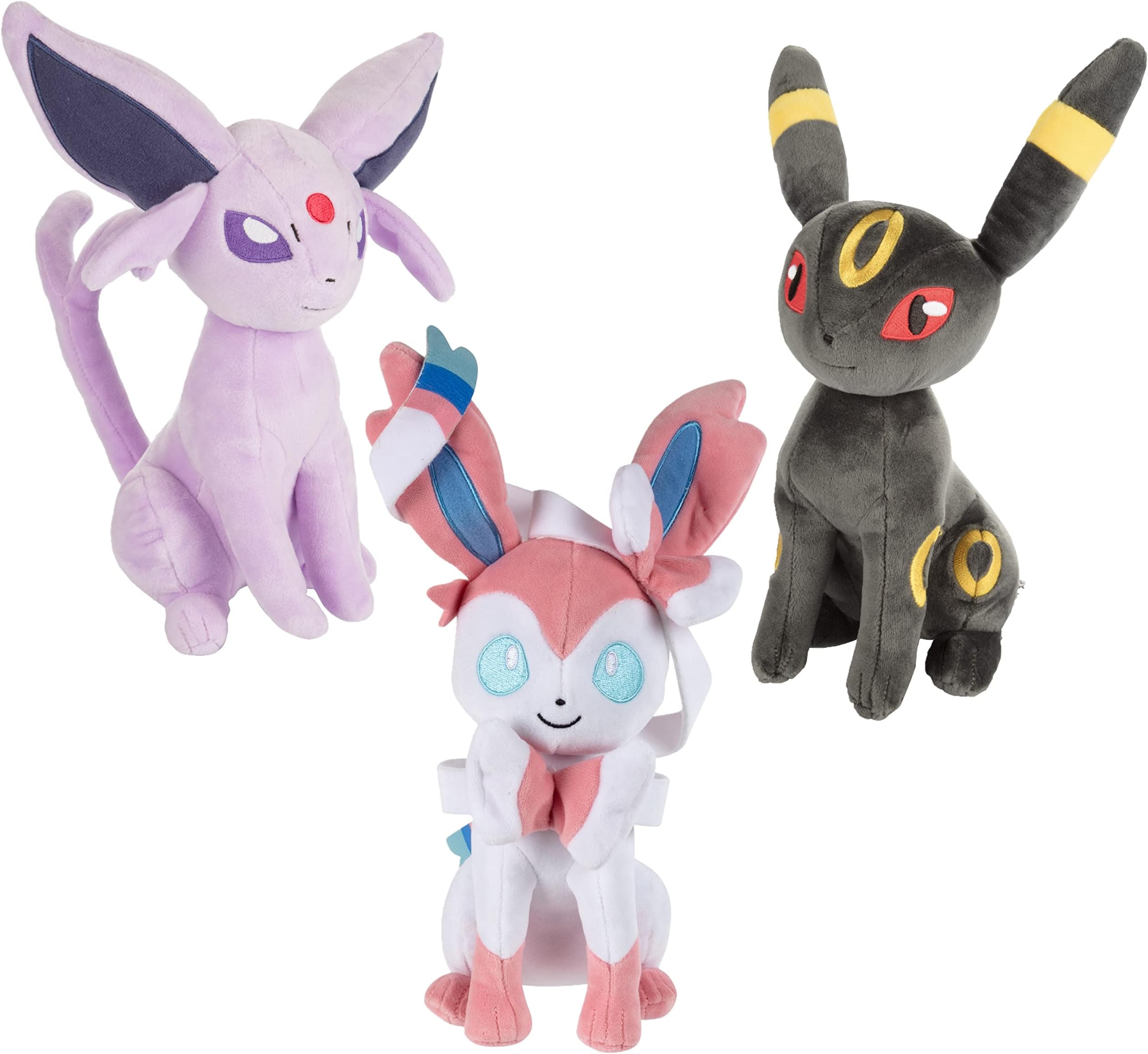 Pokemon 8" Sylveon, Espeon & Umbreon Plush 3-Pack - Eevee Evolution Set - Officially Licensed - Authentic Stuffed Animal Toy Figure - Gift for Kids, Boys, Girls - 2+