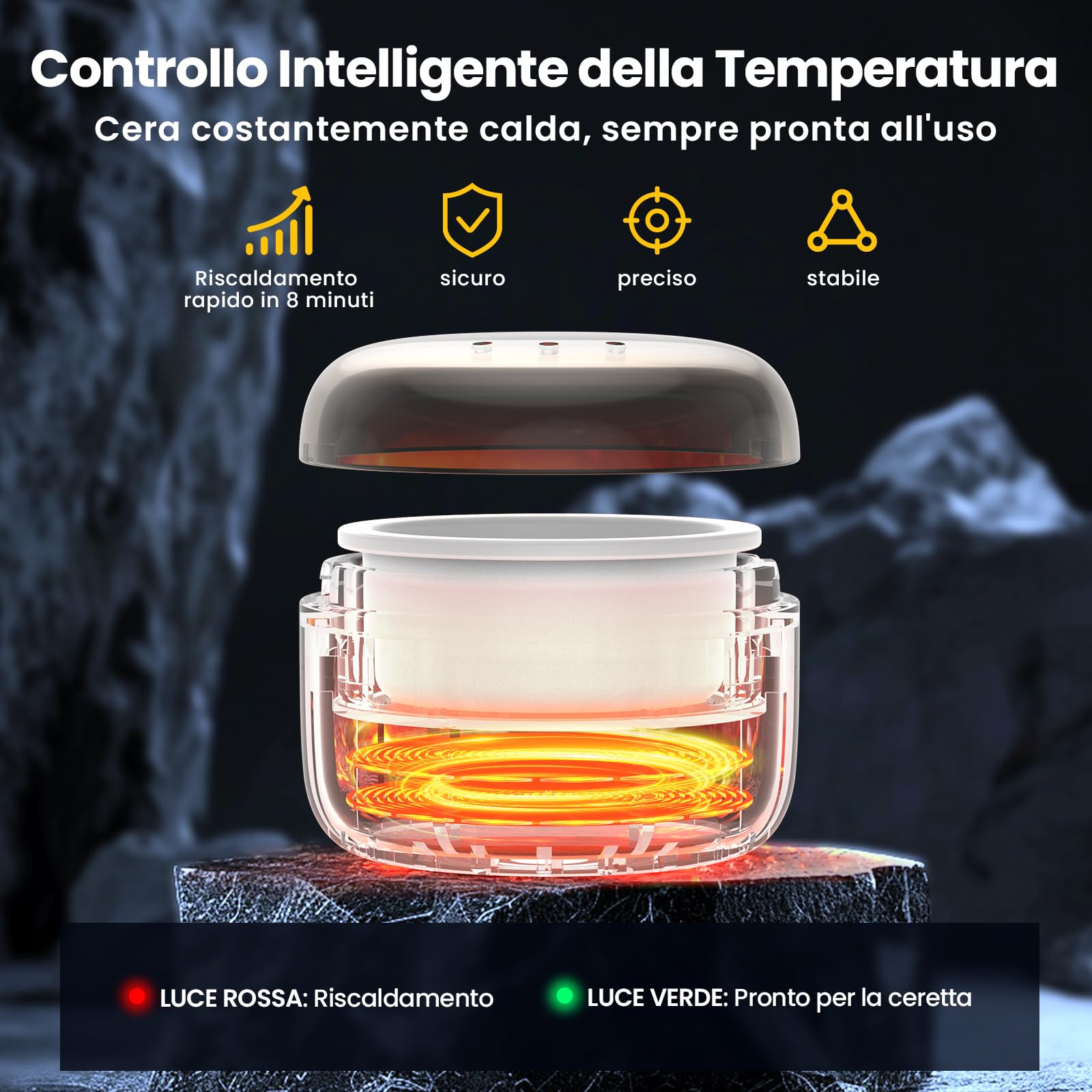 Ceretta per Naso e Orecchie per Uomo, Ceretta per Sopracciglia - Epilatore Viso con mini Scaldacera, Calore Rapido,100g Cera, 20 Applicatori, Depilazione Naso, Orecchie, Sopracciglia per Uomo e Donna