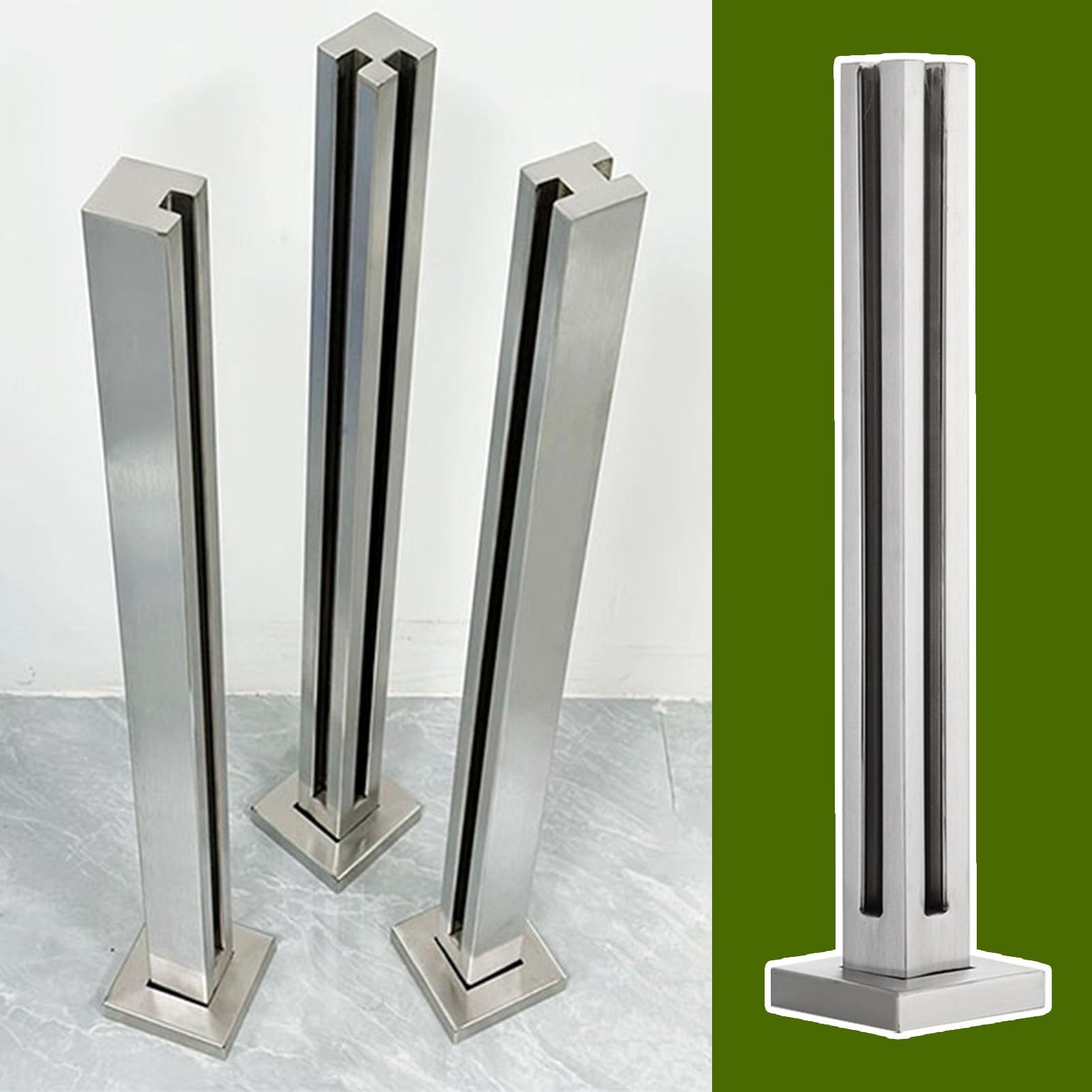 Système de clôture pour balcons et terrasses avec poteaux de balustrade sur mesure en inox
