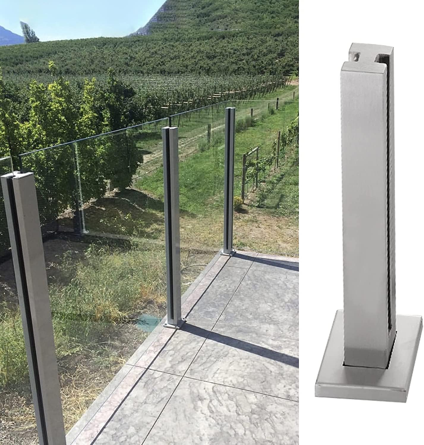 GJZNJYL Stainless Steel Glass Railing Post Clamp for Deck, Pool & Stairs - Durable Square Post Balustrade Clamp for Secure Glass Floor Installation