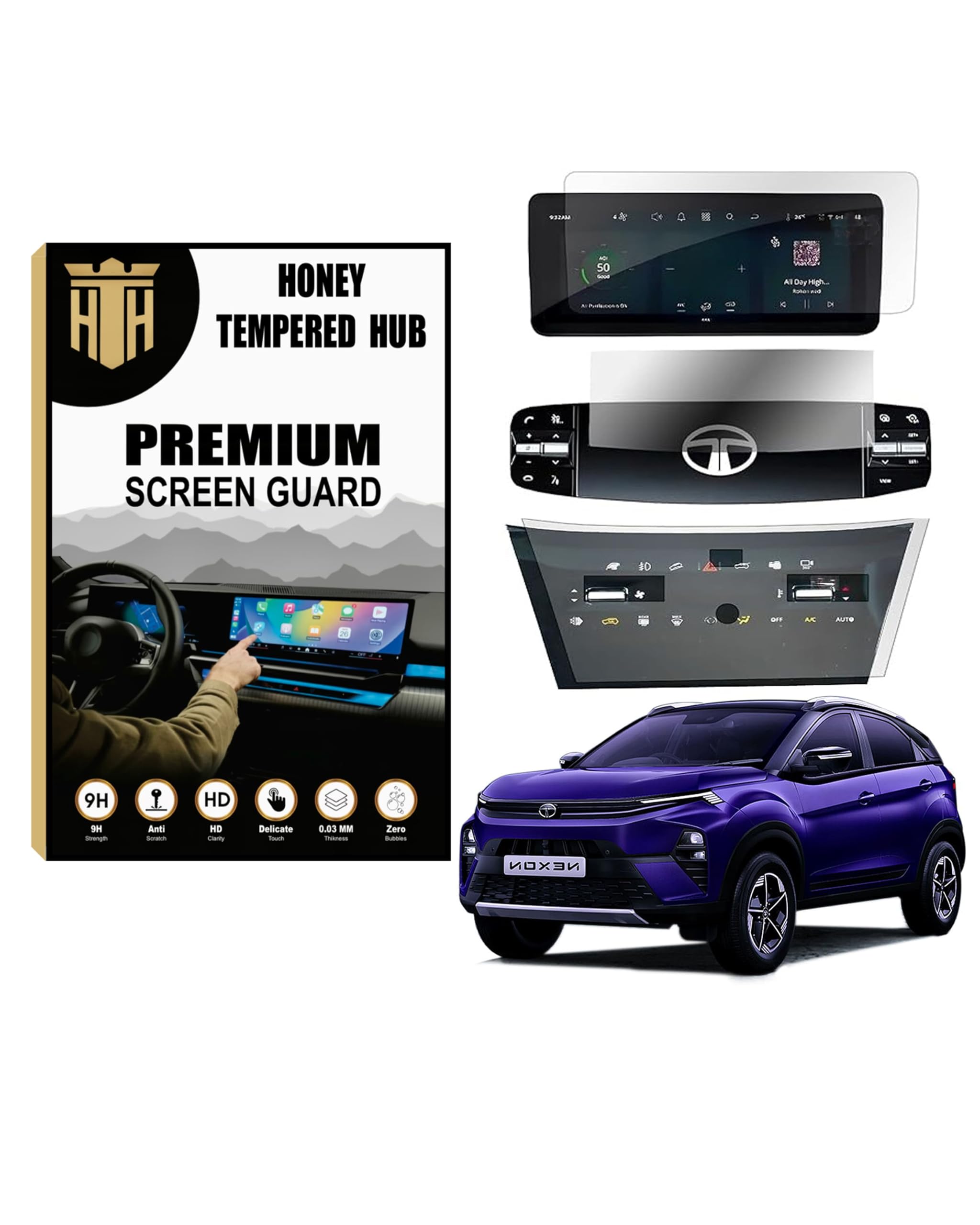 HONEY TEMPERED HUB {3 Pack} Screen Guard For Tata Nexon 2023|10.25 Inch Infotainment [Round Corners] + Steering + Ac Control Panel Protector|9H 2024 Nexon Car Display Accessories [Not Tempered Glass] Creative+ Creative+S) (B0DDTTHLK5) Amazon Price History, Amazon Price Tracker