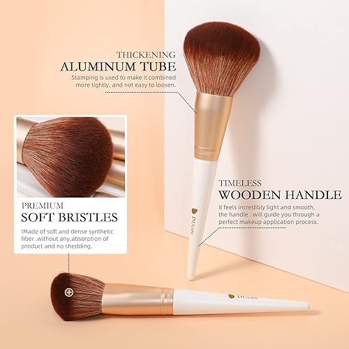 Miniatura 4 de DUcare Brochas de maquillaje con bolsa  Juego de 14 pinceles de maquillaje sintéticos profesionales para rubor, corrector, base, bronceador, polvo,