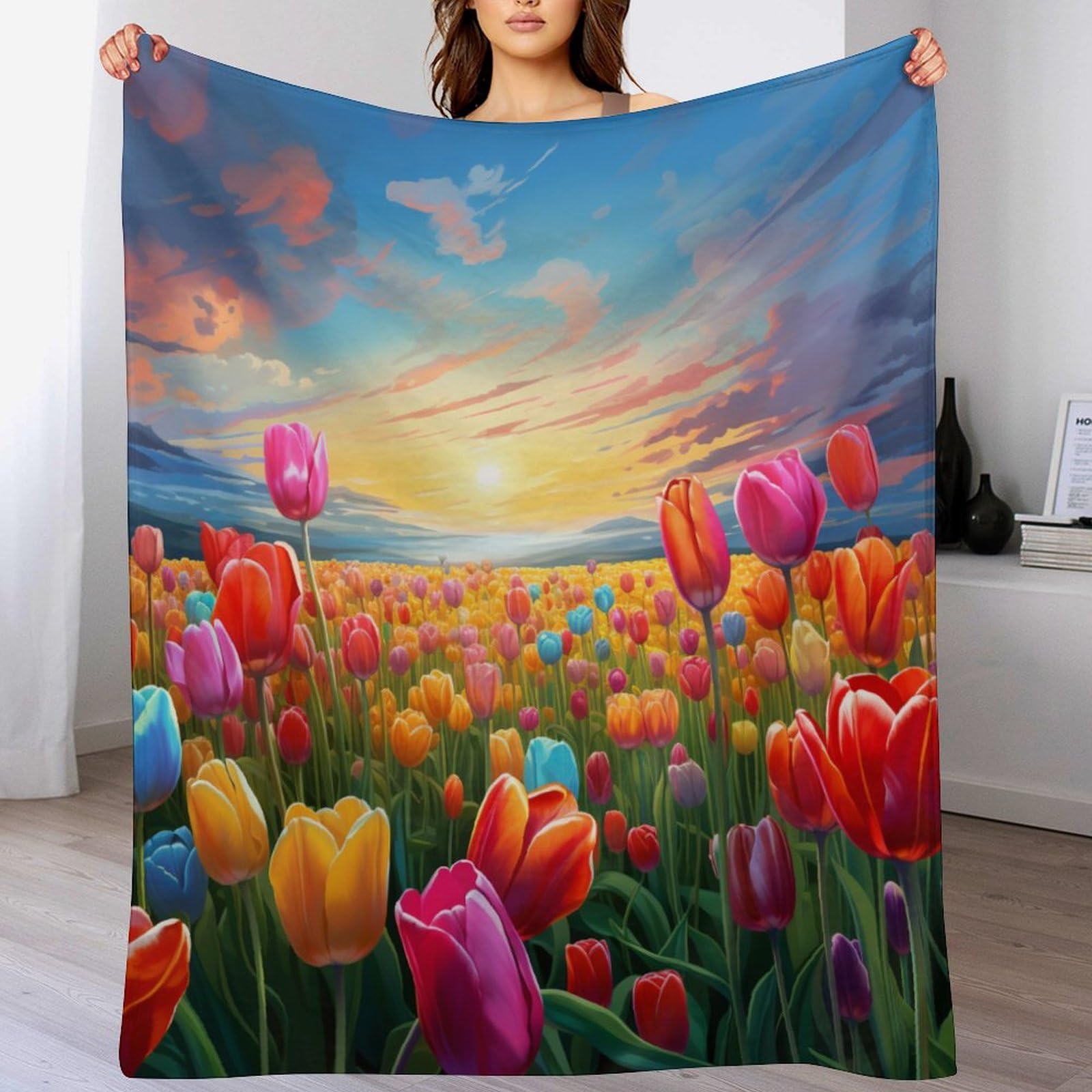 Couverture polaire flower légère contre le froid sur votre lit