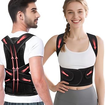Posture Corrector Back Brace for Men and Women, Adjustable Full Back Support for Posture Improvement & Pain Relief, Shoulder Straightener for Spine Alignment & Posture Correction, Size S24-30.3 in