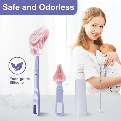 Miniatura 7 de KEUYE Cepillo de limpieza de extractor de leche, kit de limpieza de extractor de leche 4 en 1, limpieza de extractor de leche desmontable, sin BPA,