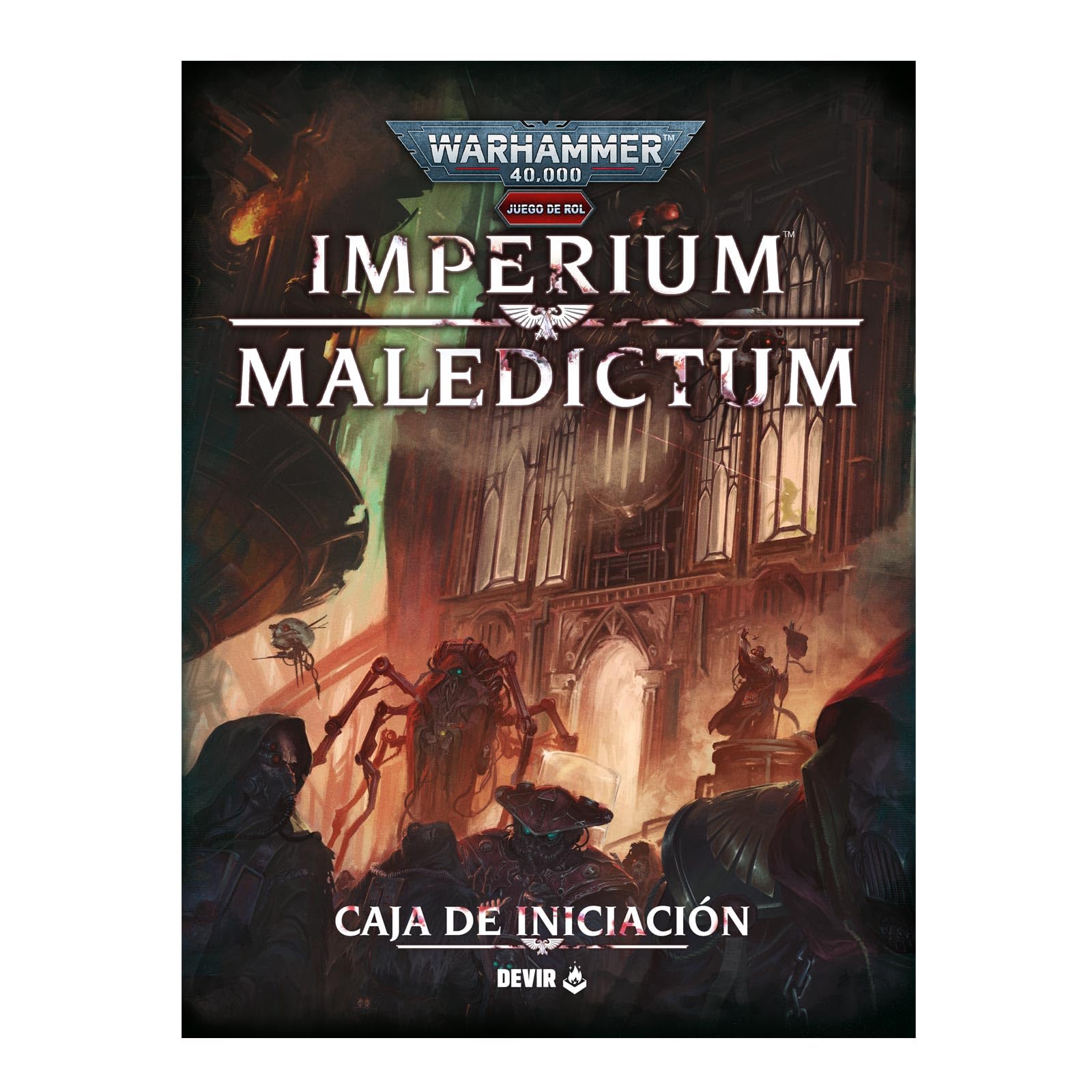 Devir - Imperium Maledictum Caja de Inicio Juego de rol Warhammer 40.000 Temática Ciencia Ficción Grimdark Aventura Inquisitorial Starter Set Completo con Dados y Personajes - Versión Española