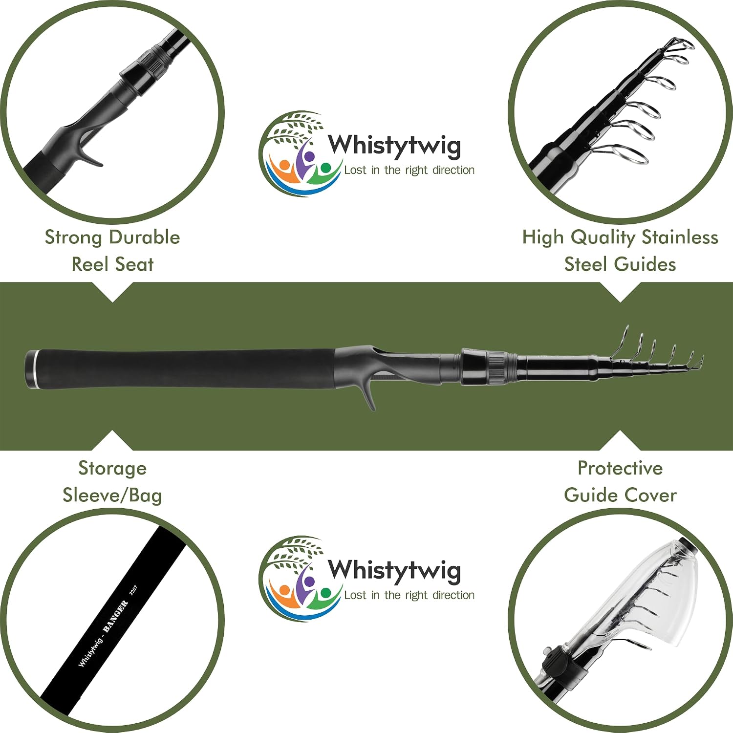 Whistytwig Carbon Fiber Telescopic Fishing Rod - Portable Collapsible Design for Travel and Adventure - Versatile Saltwater and Freshwater Fishing Pole