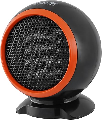 VEVOR Portable Electric Space Heater with Overheat Protection, 500 W Secure and Quiet Ceramic Heater Fan, 6 in Tip-Over Shutdown Flame-Retardant ABS