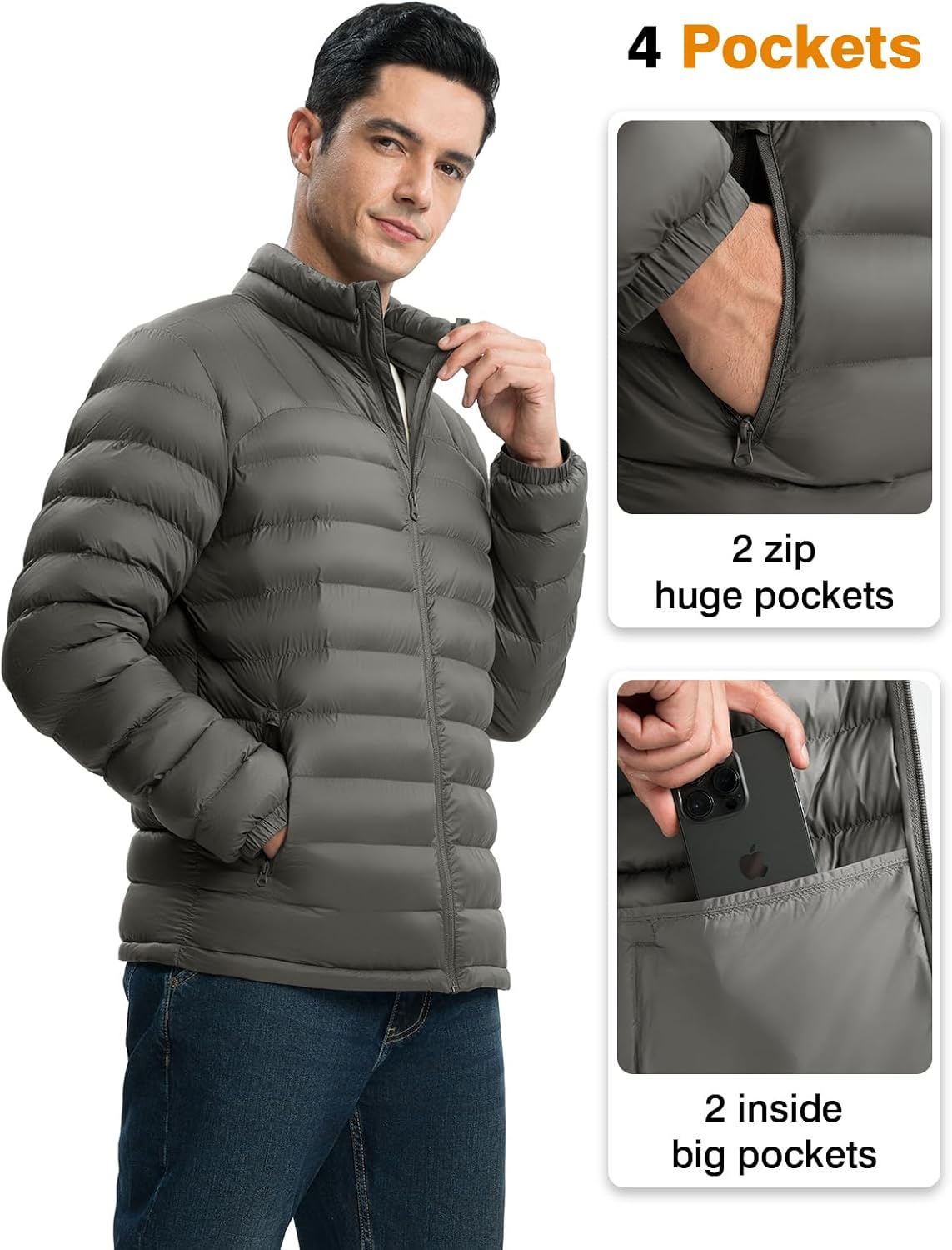 TBMPOY Men's Lightweight Packable Puffer Winter Jackets Puffy Water-Resistant Bubble Insulated Coat for Travel Ski Hiking - Image 6