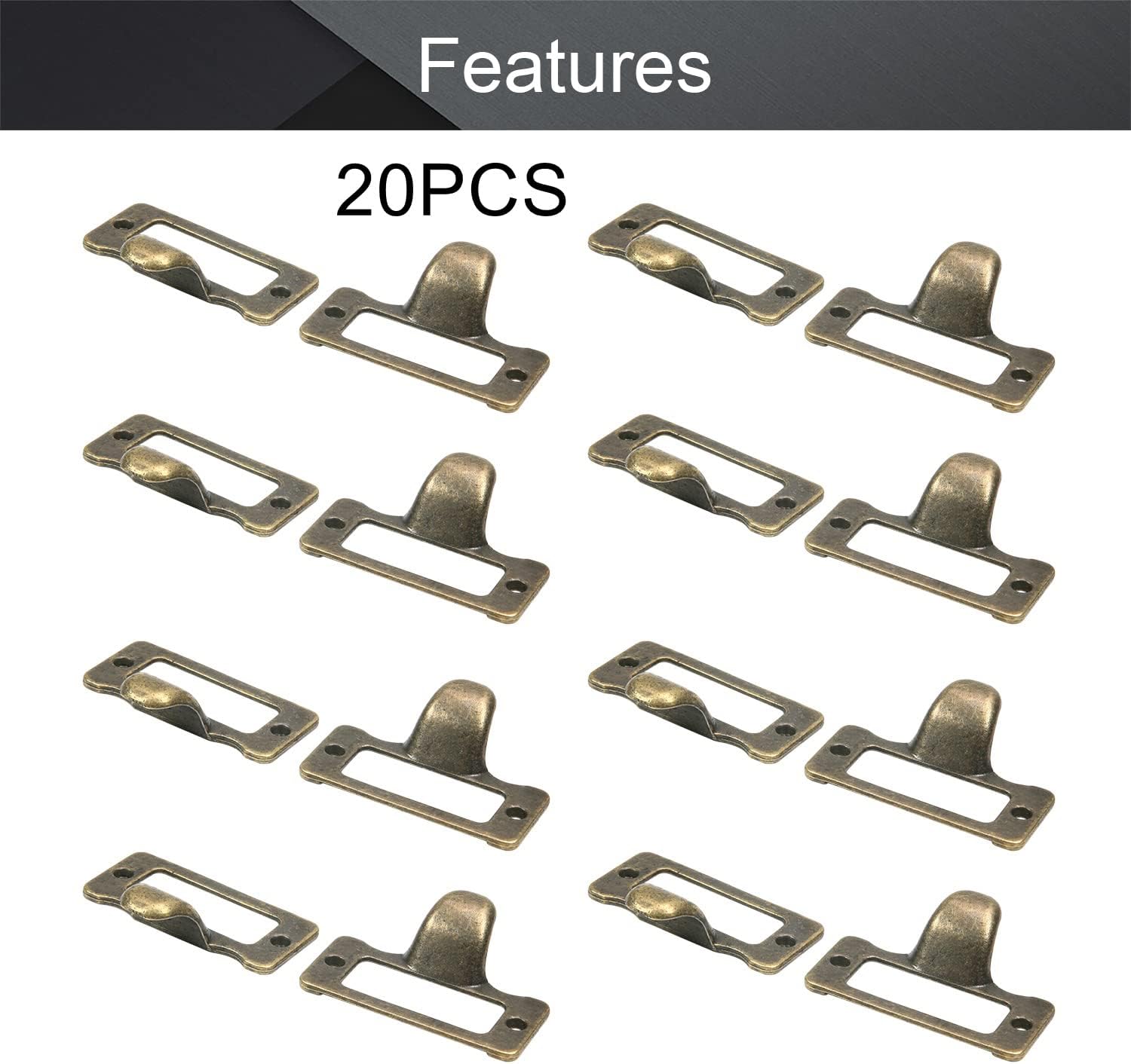 MroMax 20PCS Zinc Alloy Label Holder Pull Handles 1.89" x 1.38" (LxW) Vintage Label Frame Drawer Pulls Knobs for Cabinet Wardrobe Cupboard Dresser Drawer Door Green Bronze Tone (with Screw)