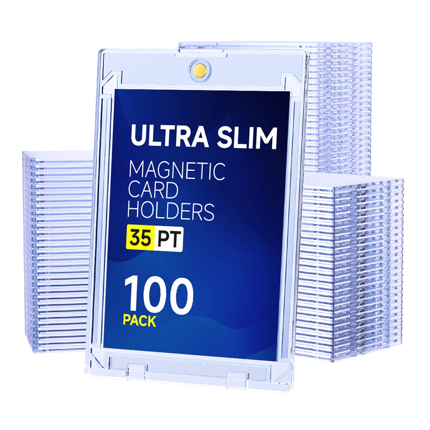 Basthalan 100ct Magnetic Card Holder, 35pt Slim One Touch Card Holder