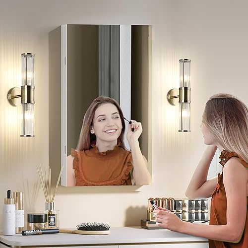 Miniatura 2 de Lámpara de pared con varillas de vidrio para interiores, de bronce antiguo, accesorios de tocador para baño, junto al espejo, lámparas de