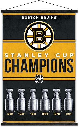 Miniatura 8 de Trends International NHL Boston Bruins - Póster de pared Champions 23, 22.37 x 34.00 pulgadas, paquete de impresión y colgador de madera de haya