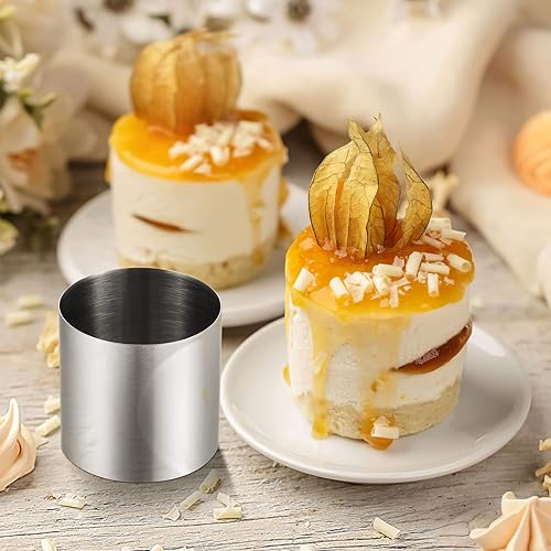 Miniatura 4 de Moldes redondos para tartas, mini anillos de pastelería y pastelería, anillo redondo de acero inoxidable, anillos de comida de postre, juego de 4