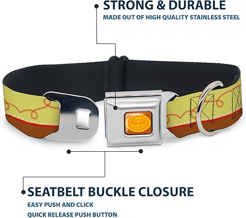 Miniatura 4 de Buckle-Down Dog Collar Seatbelt Buckle Toy Story Woody Bounding Cowboy Buckle Yellow Red Brown 15 to 26 Inches 1.0 Inch Wide, Multicolor