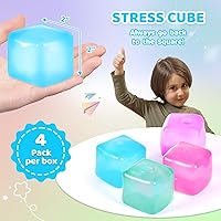 Vista 3 de Squishy Fidget Toys Stress Cube, 4 Pack Solid Ice Cube High Density Malt Sugar Filled, Sensory Anxiety Relief Item for Kids Adults, Quiet Fidgets