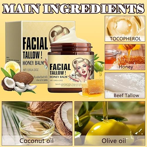 Miniatura 2 de Tallow and Honey for Dry Skin Balm Melt on Contact Tallow Face Cream Moisturizer Quick Absorb Honey Balm Lock Hydration Day Night Travel Friendly