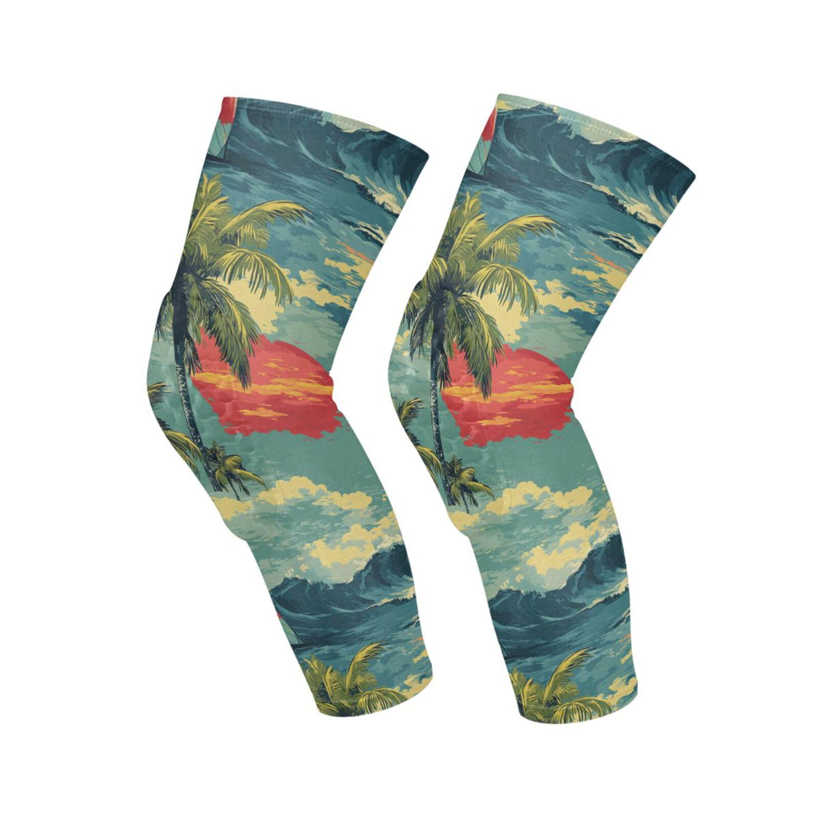 JUNZAN Tropical Hawaii Basketball Knee Pads for Youth Kids Wrestling Knee Pads with Sleeves Sport Kneepads for Volleyball Football