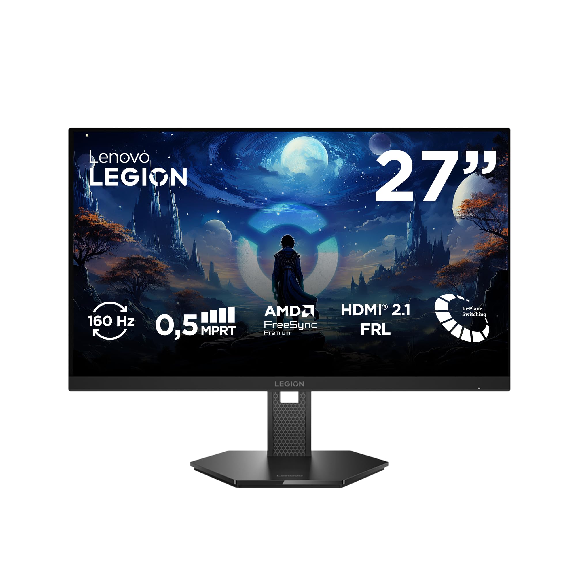 Monitor Gaming Lenovo Legion 27U‑10 27" 4K UHD (160Hz, IPS, 0.5ms, HDR10, G‑Sync Compatible, FreeSync Premium, HDMI 2.1, ergonómico) – Negro Azabache