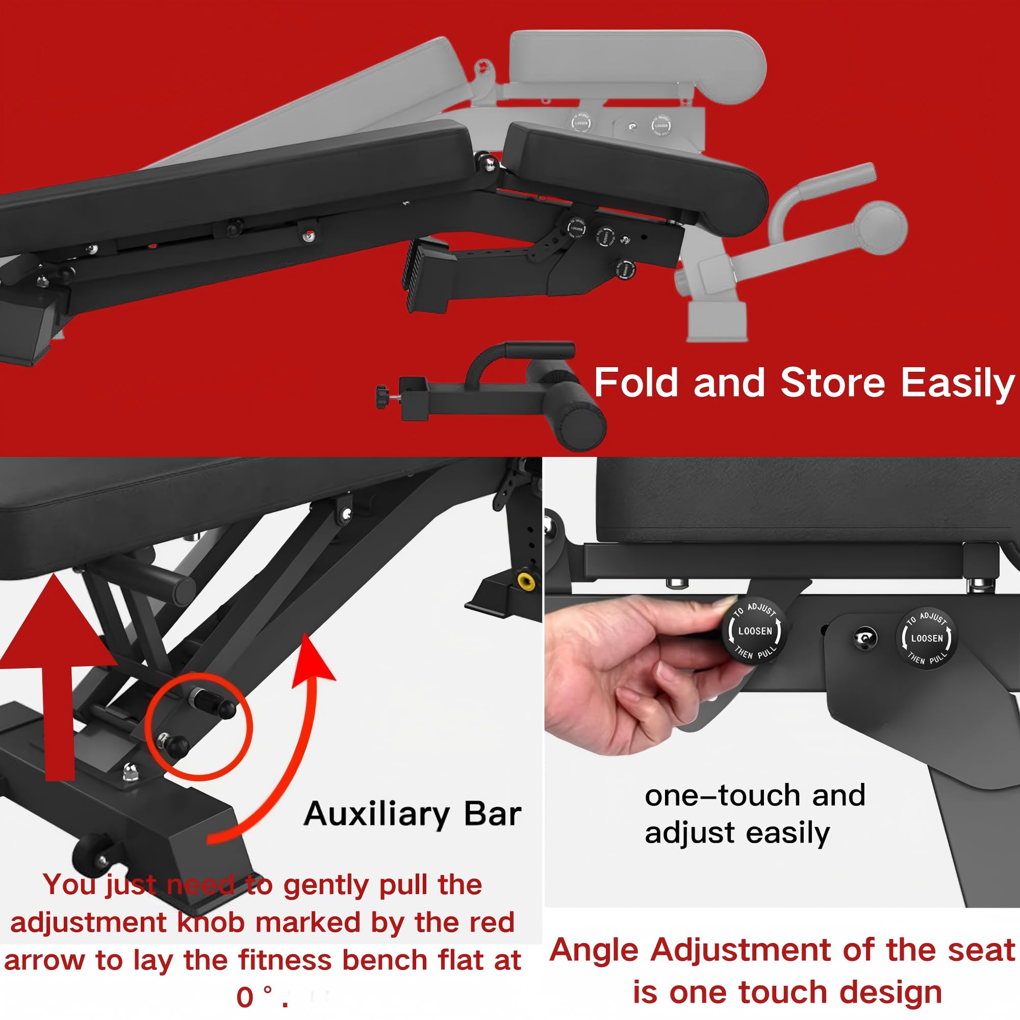 1300 LB Weight Bench With Headrest Heavy Capacity | 9-4-4 90° Adjustable Incline Decline Exercise Chair for Home Gym More Stable and Durable | Foldable Training Lifting Bench | Dragon Flag Handle for Abdominal Arm Workout 2025 New Version