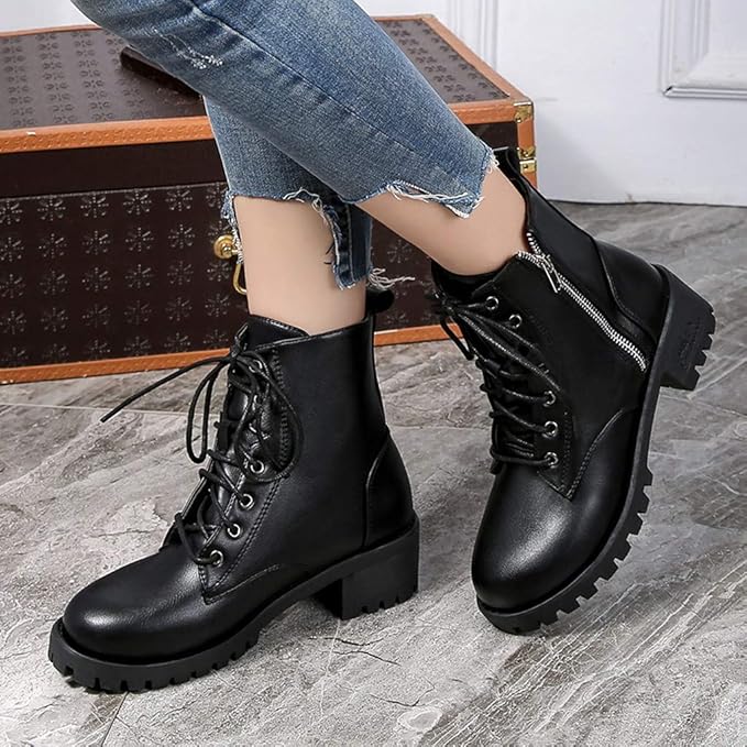 Fashion Platform Booties Studded Motorcycle