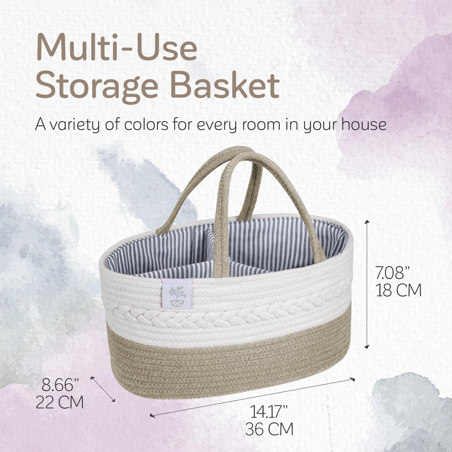 Organizador de pañales para bebé, cesta de regalo de algodón para cuarto de bebé con tapa de asa, organizador portátil para pañales y toallitas, cesta para mamás, campo de trigo, grande 5