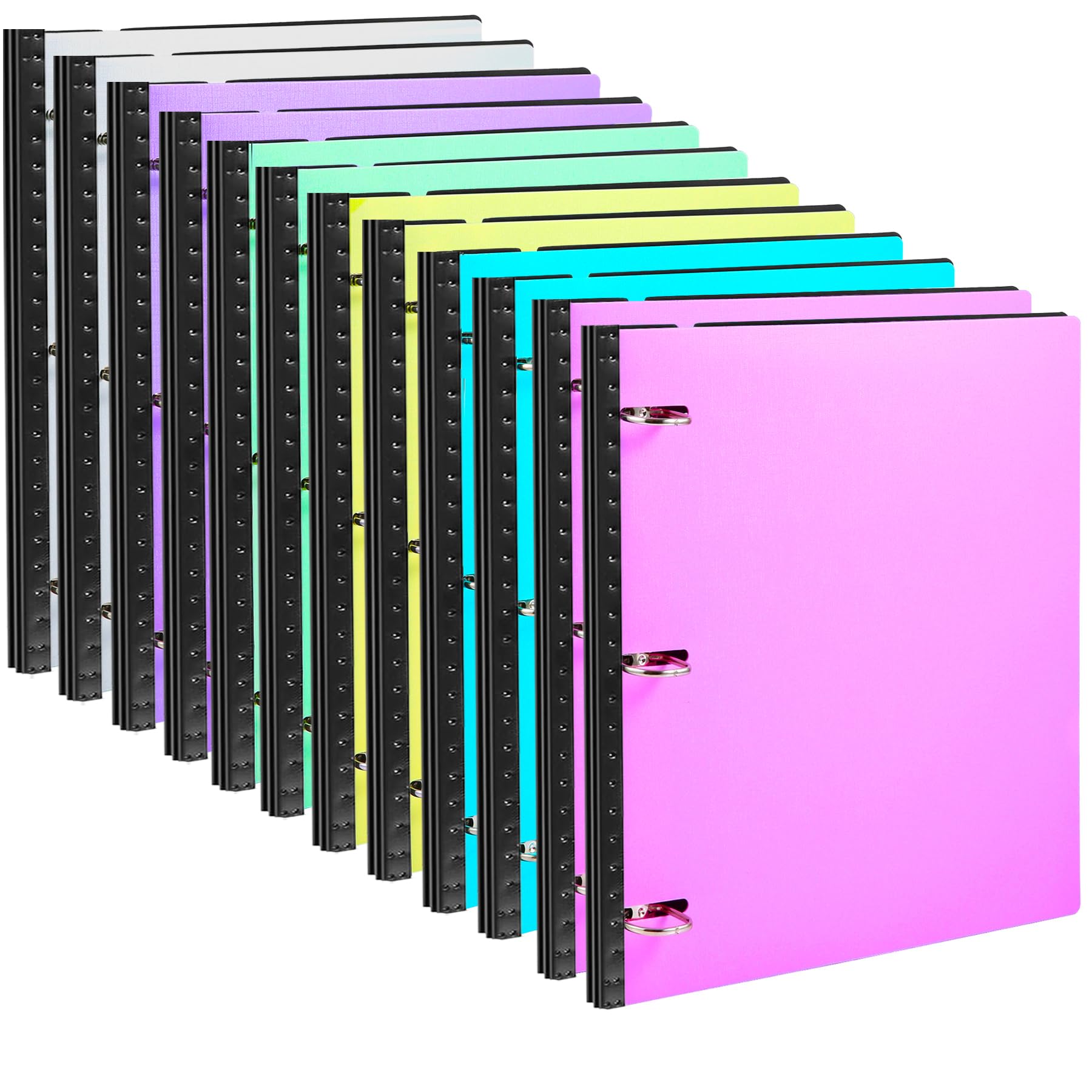 WOT I Confezione da 12 raccoglitori telescopici a 3 anelli, espandibile e flessibile, design brevettato per una facile portabilità, contiene 225 fogli (pastelli assortiti)