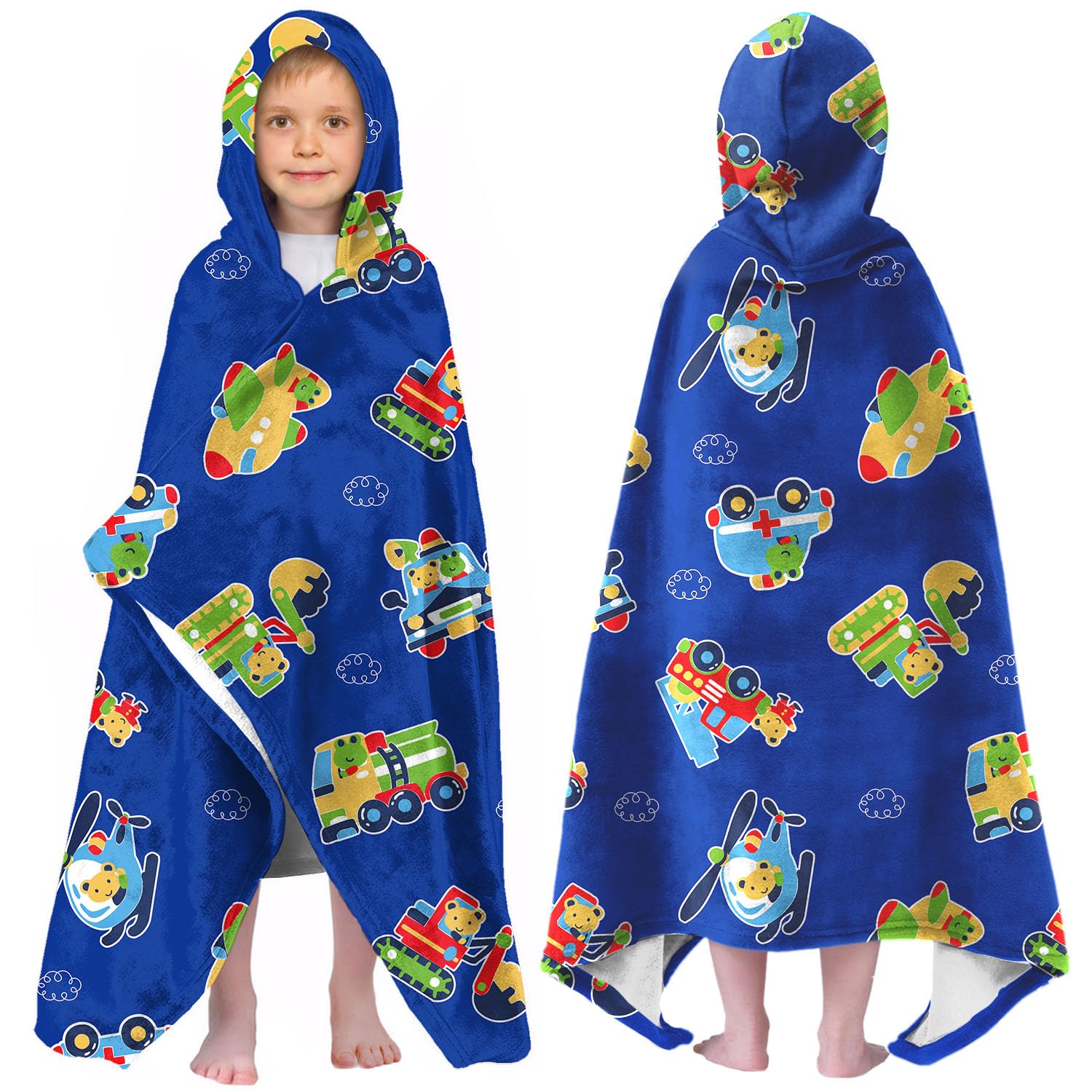 Engineering Truck Hooded Beach Towel for Boys, 30x50 in Bath Swim Wrap, 05