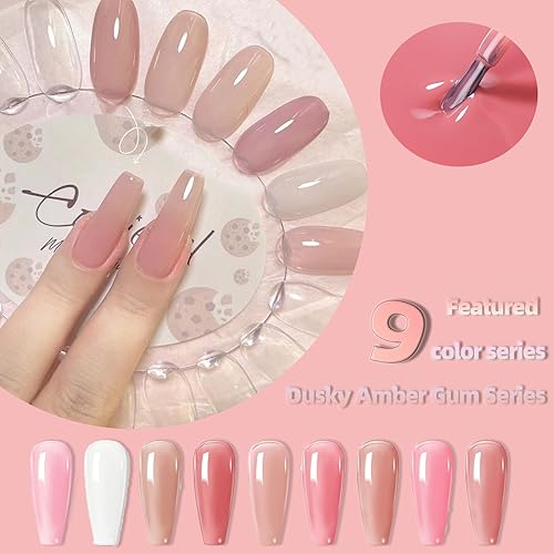 Miniatura 2 de Juego de esmaltes de uñas de gel de 0.5 fl oz, pegamento de gel de uñas rosa y blanco, esmalte de uñas UV LED, kit de 9 esmaltes de uñas (blanco)