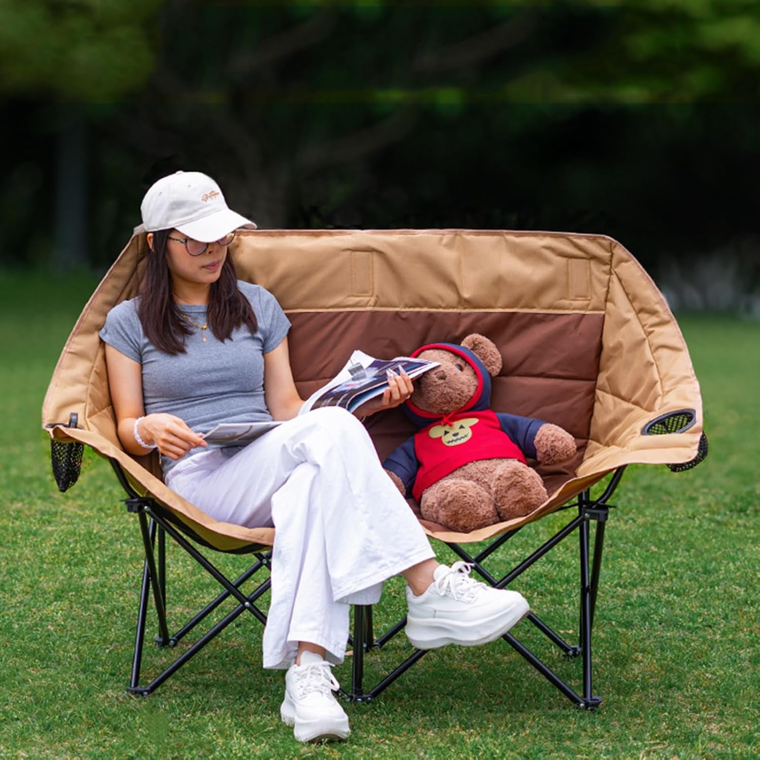 ローチェア　キャンプ　運動会　BBQ QUICKCAMP 収束式ベンチ 二人掛け 二人用 2人用 ローチェア アウトドア