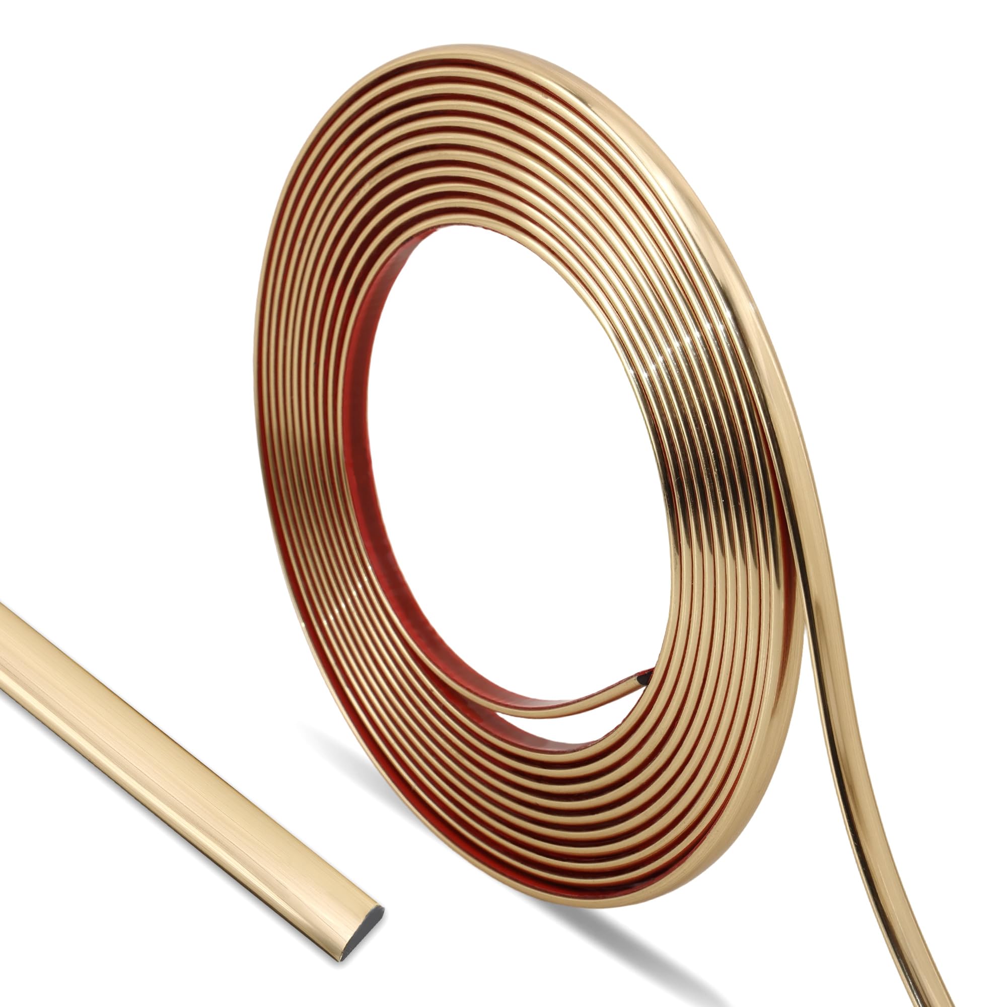 Trimold Moldura autoadhesiva en oro cepillado de 5 m, flexible para bordes de espejo, pared, techo, suelo, armario y azulejo