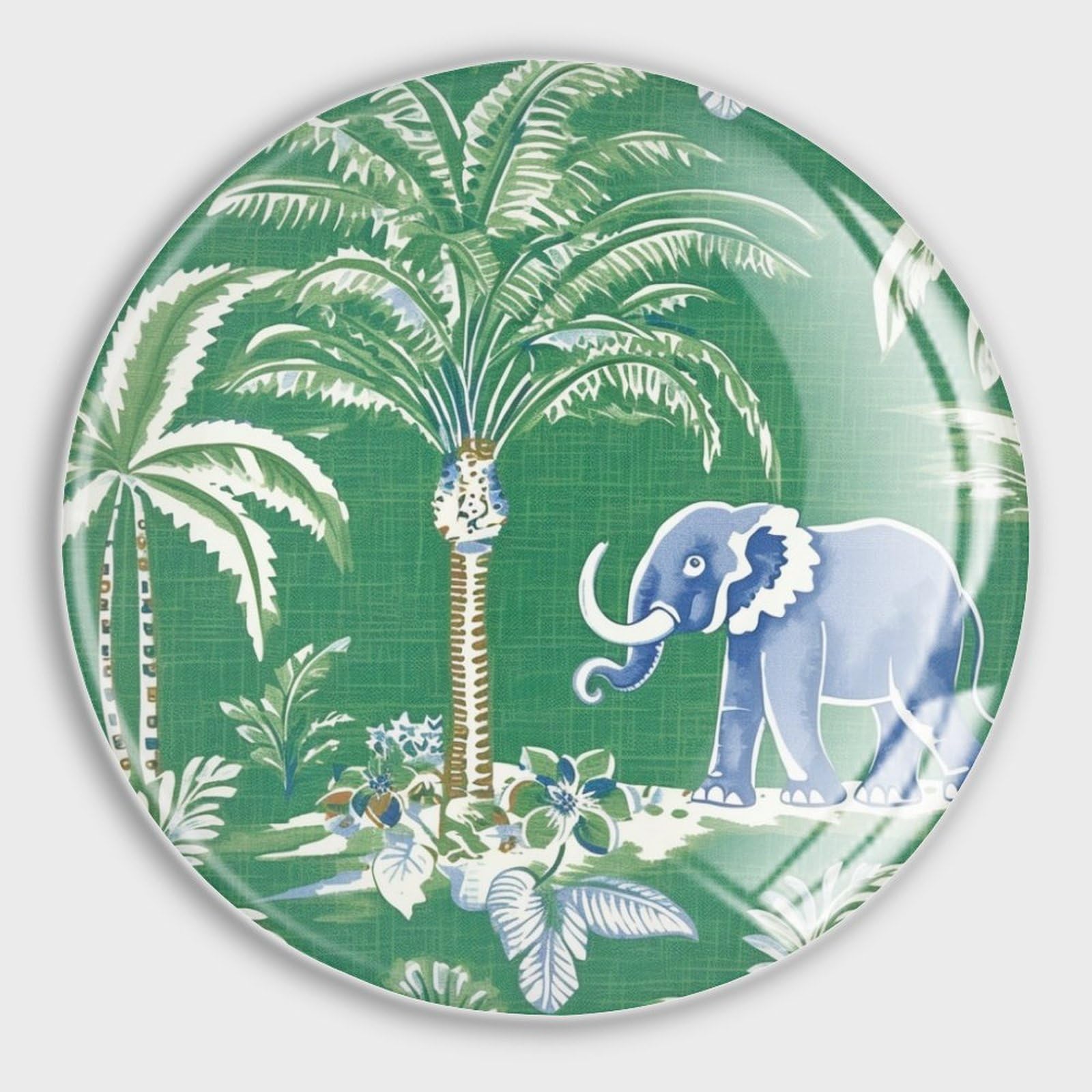 Chinoiserie Kühlschrankmagnete aus Glas, Grün mit Elefant, Esel, starke Magnete, asiatischer Stil, für Kühlschrank, Retro, rustikal, dekorative Magnete, Büro, Küche, Spind, Glas, 4 Stück