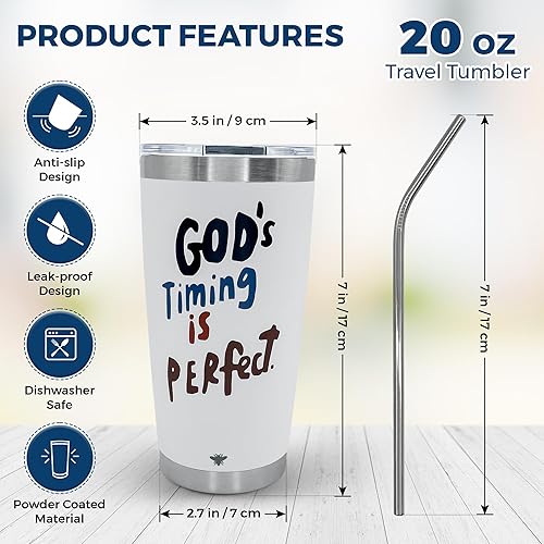 Miniatura 3 de Vaso de café de viaje de 20 onzas con tapa deslizante y pajilla, taza de café de acero inoxidable a prueba de derrames, acero inoxidable aislado,