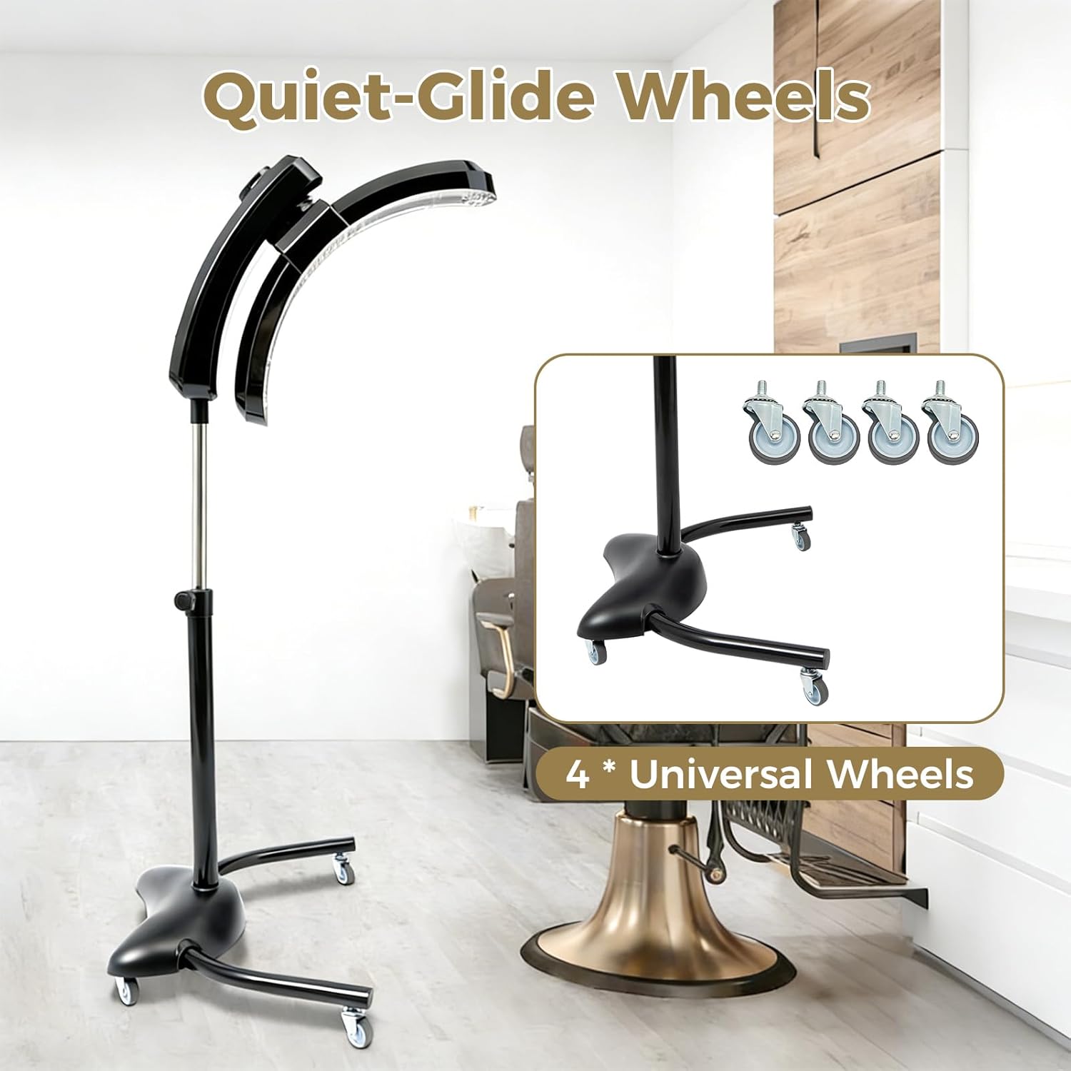 Professional Standing Hair Dryer, 360° Rotating Salon Hairdressing Heater w/Adjustable Temperature and Time, Freestanding Hair Color Processor w/Wheel, for Salonshop and Home Use