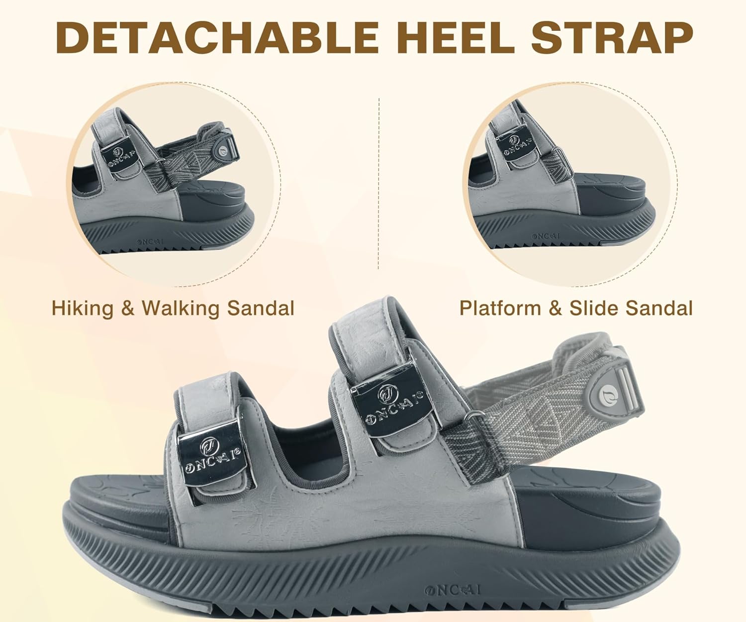 ONCAI Orthopedic Women Sandals with Arch Support Comfort Casual Sport Platform Recovery Hiking Sandals for Laides Water Summer Vacation Shoes Thick Outdoor Adjustable Strap Size 6-12