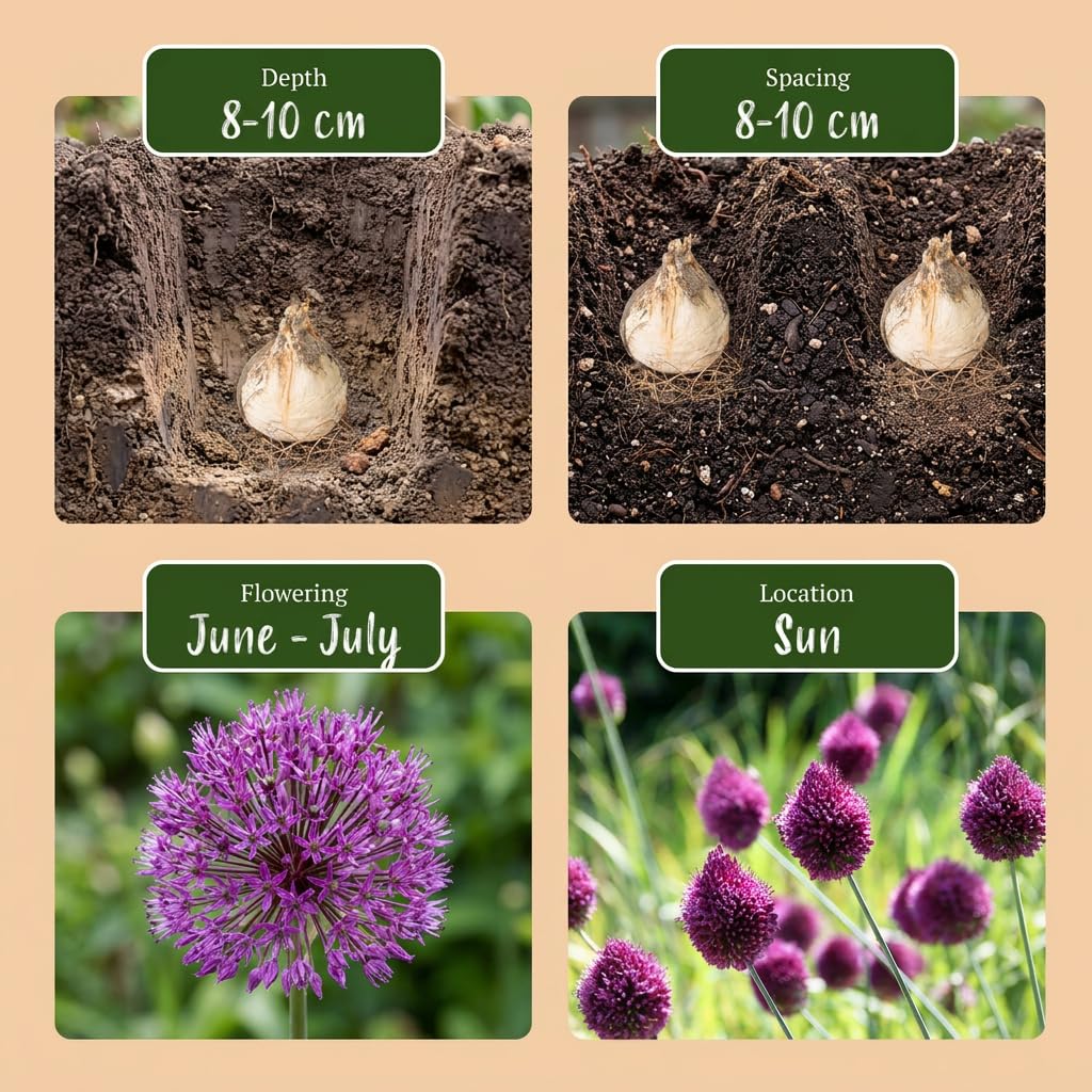 Green boutiQ - 400x Allium Sphaerocephalon - Kugellauch - Lila - Sommerblüher - Zwiebelgröße 5/6