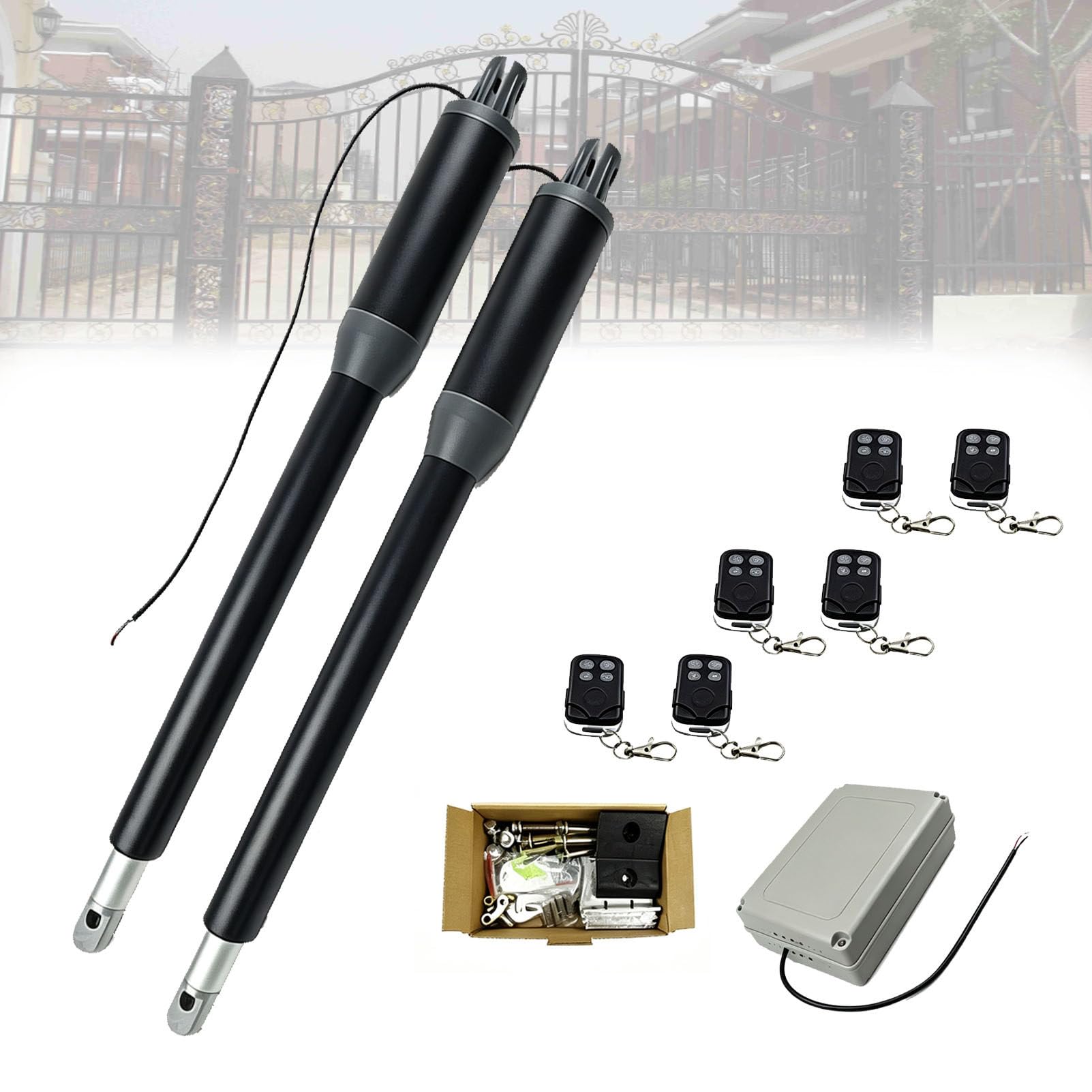 Doppio apriporta a battente, motore elettrico per cancelli doppi fino a 4,3 m e 299,4 kg, telecomando, kit compatibile solare per cancello di vialetto residenziale