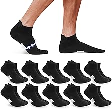 Libella Ankle Socks Men Women 10 Pairs Cotton Short Sports Socks Breathable Durable Black White 39-42/43-46