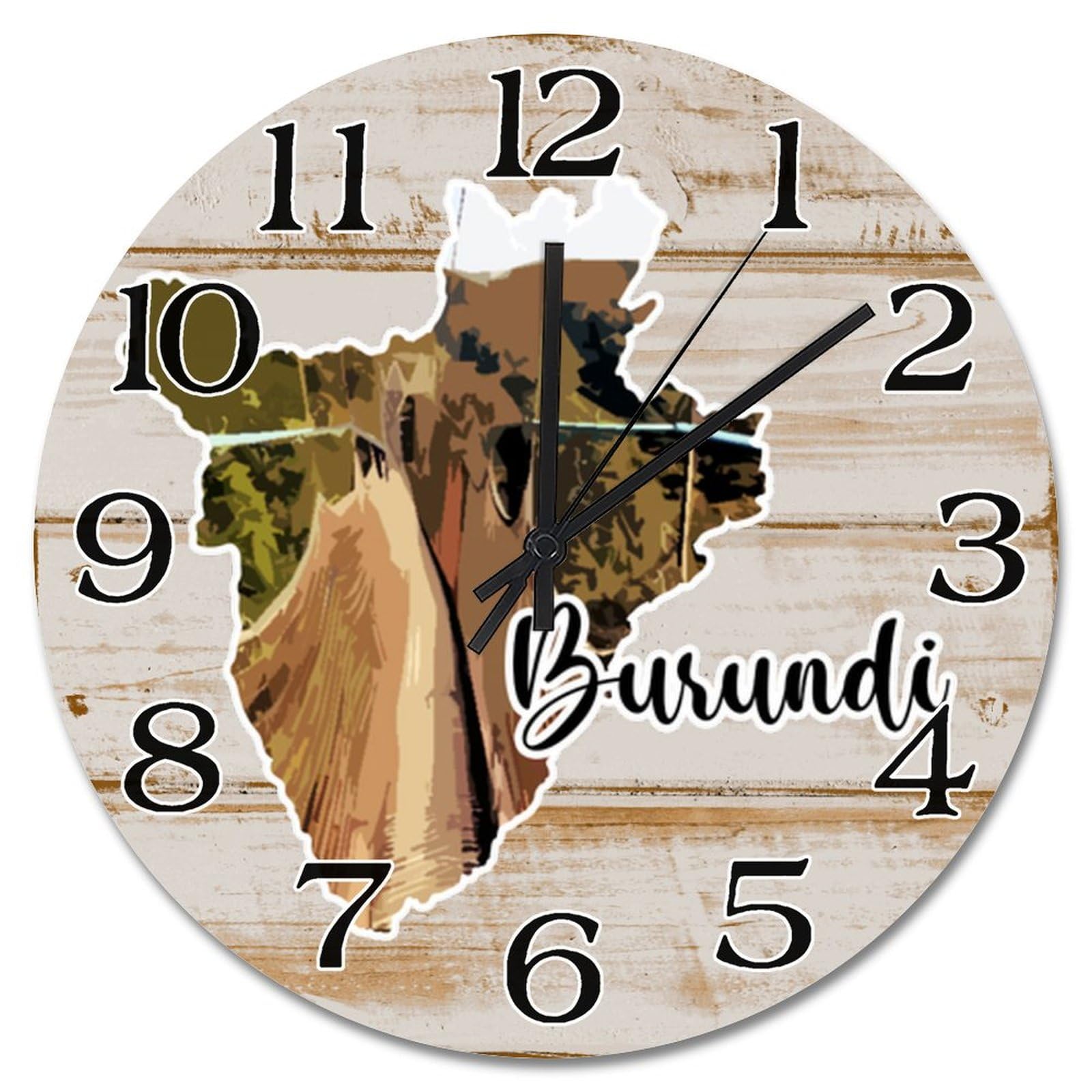 Horloge murale Burundi 38,1 cm silencieuse pour chambre et salon