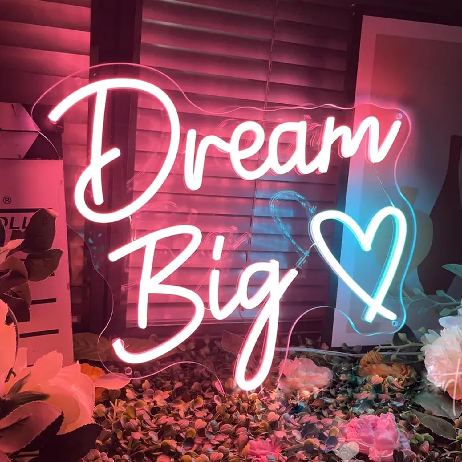 Dream Big Neon Sign 20 inches Led Lights Up Neon Signs Wall Art Decor for Home Bedroom Beauty Salon Bar Shop Party