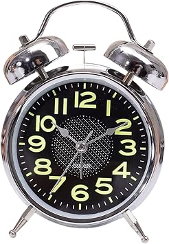 Wind Up Alarm Clock - Retro Mechanical Bedside Watch, Quiet Classic Timer | Compact Luminous Hands With Silent Non Ticking Design, Vintage Desk Clock For Sleepers Kids Seniors Bedroom Office Table