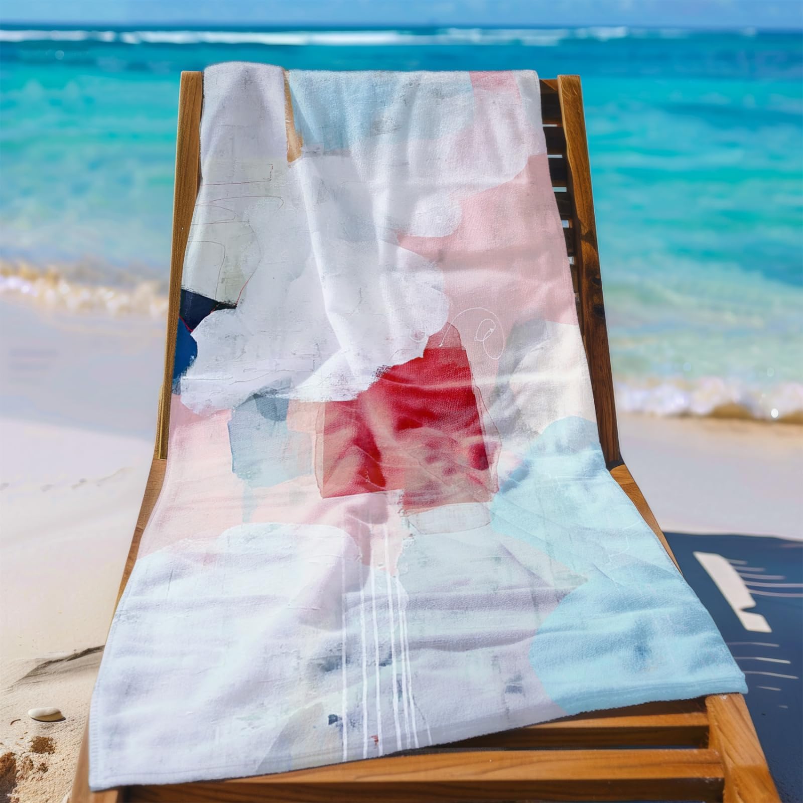 Générique Serviette Microfibre Plage Rouge Rose Clair