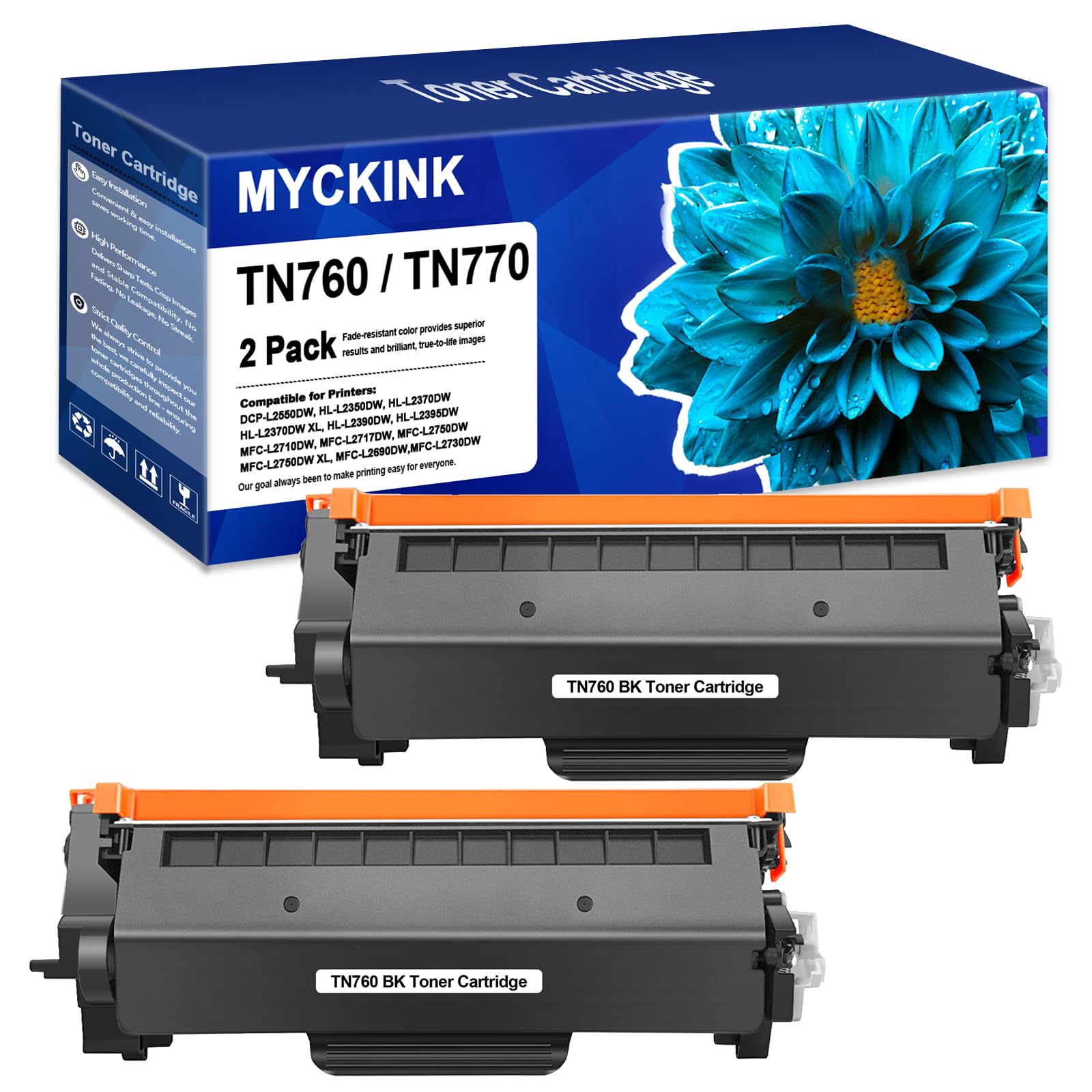 770 760 730 Toner Cartridge Replacement Compatible for Brother Printer MFC-L2710DW MFC-L2750DW HL-L2350DW HL-L2395DW DCP-L2550DW (TN760（3000 Pages）)