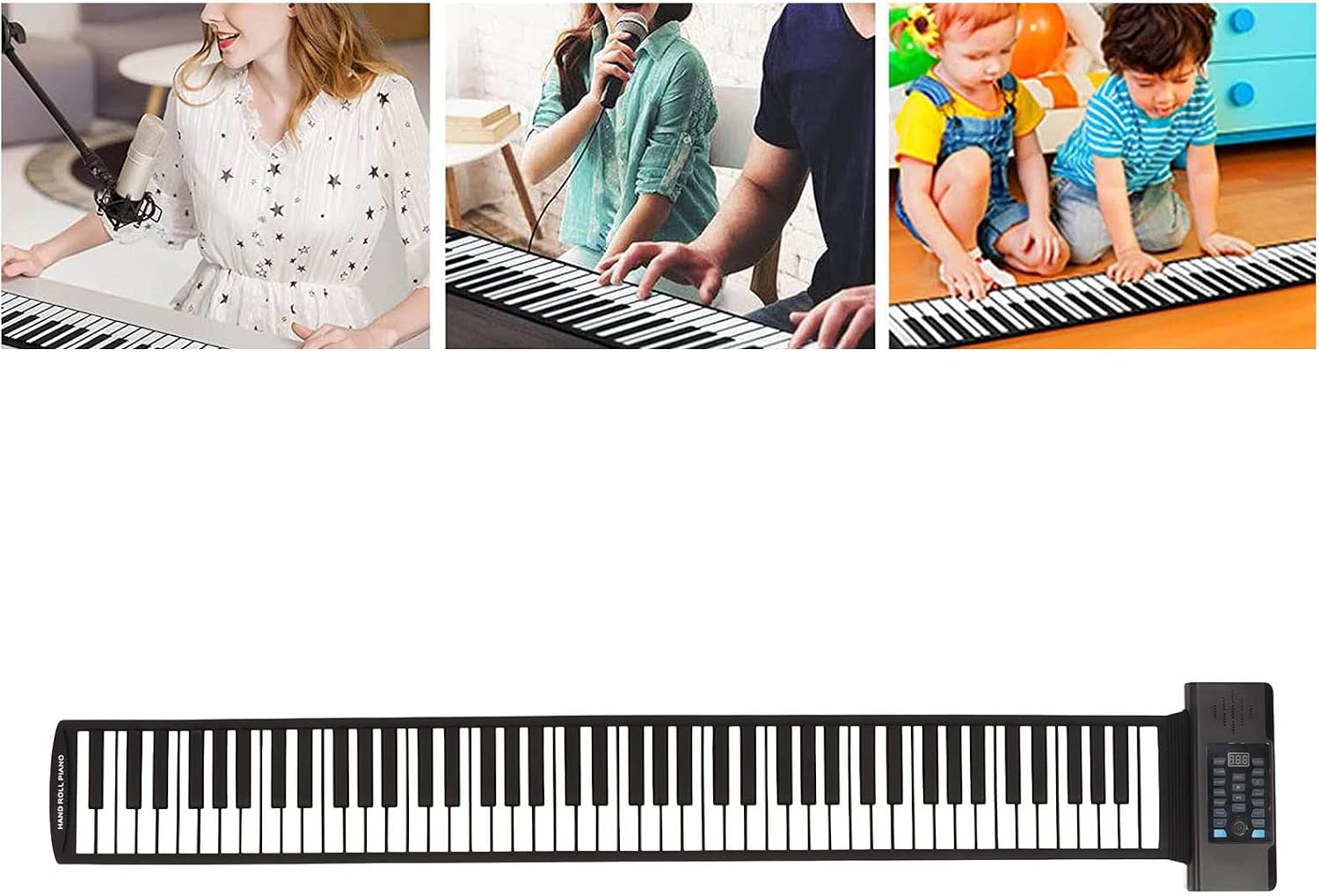 Person playing the ASHATA PD88H Roll-Up Piano