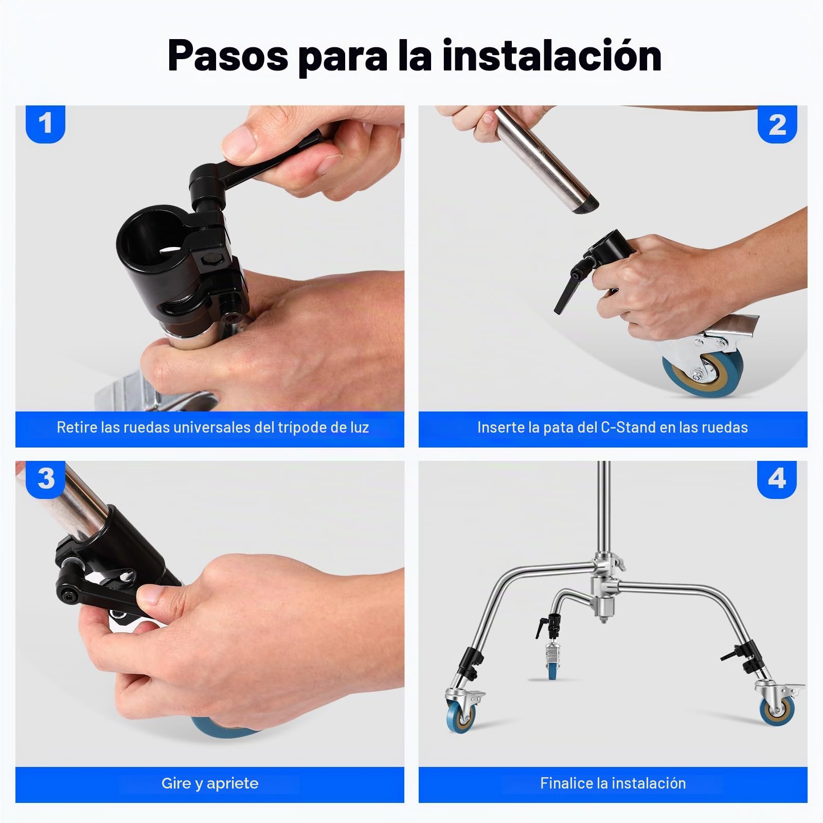 Soonpho Ruedas giratorias para caballete Stand-C, juego de rueda profesional de metal resistente con base de goma, compatible con soporte Stand-C de 25 mm de diámetro (3 unidades)
