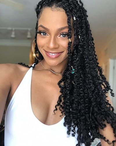 8 paquetes de extensiones de cabello sintético pretrenzado y prerrizado de ganchillo de 14 pulgadas, con rizos de pasión, para mujeres negras, (12